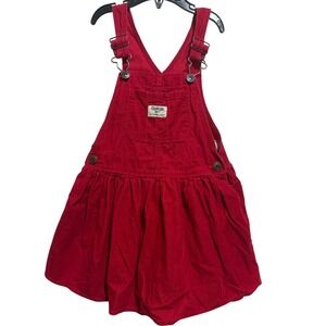 OshKosh B'gosh Jumper Dress Kids 5T Red Corduroy Overall Pinafore Whimsy Classic